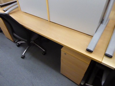 Lot 54 - 3 140cm beech straight front desks on...