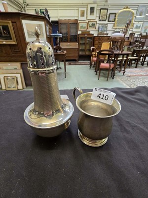 Lot 410 - A silver hallmarked sugar sifter together with...