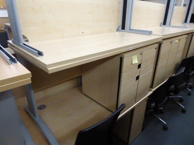 Lot 55 - 3 140cm maple finish straight front desks on...