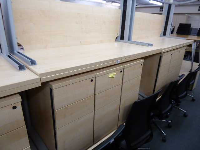 Lot 56 - 3 140cm maple finish straight front desks on...