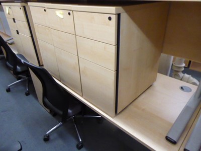 Lot 56 - 3 140cm maple finish straight front desks on...