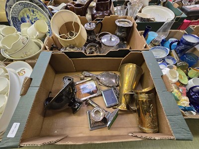 Lot 430 - Two trays of plated and copper ware to include...