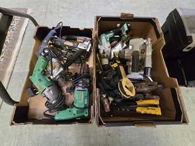 Lot 439 - Two trays of electric hand tools to include...