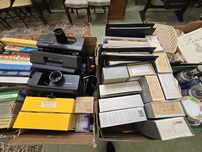 Lot 455 - Two trays of slide projectors and slides...