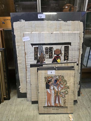 Lot 4 - A quantity of mounted glazed Egyptian papyrus...