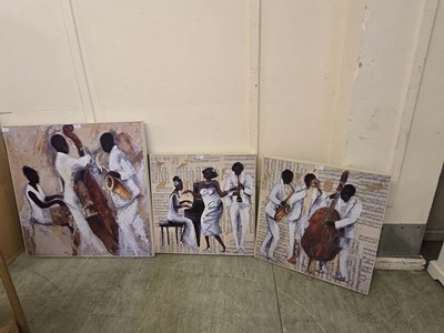 Lot 41 - Three modern stretched canvas prints of jazz...