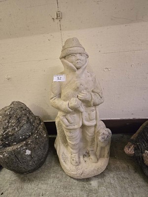 Lot 52 - A garden statue of man holding animal