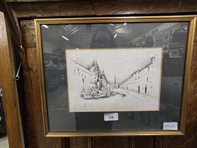 Lot 58 - A framed and glazed possible pen and pencil...