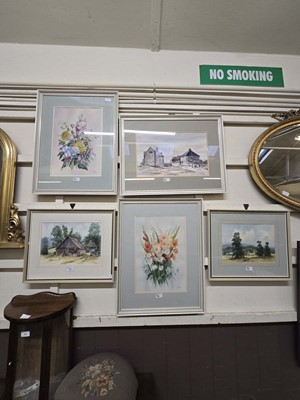 Lot 81 - A collection of five framed and glazed...