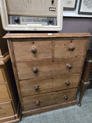 Lot 90 - A pine chest of two short over three long drawers