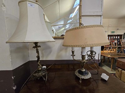 Lot 99 - Two gilt metal table lamps