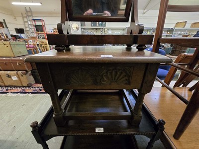 Lot 102 - A mid-20th century oak sewing box with lift up...