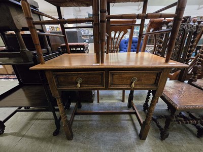 Lot 105 - A mid-20th century oak two drawer hall table