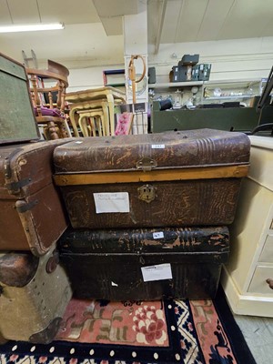 Lot 147 - Two dome topped tin travelling trunks