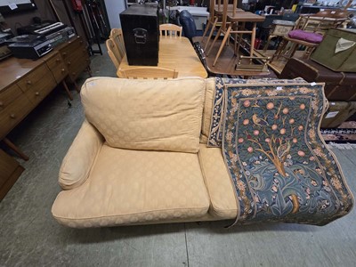 Lot 173 - A modern yellow upholstered two seater settee