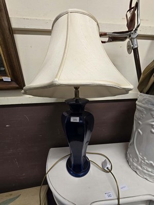 Lot 181 - A blue ceramic table lamp with shade