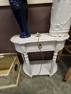 Lot 182 - A reproduction cream painted hall table with...