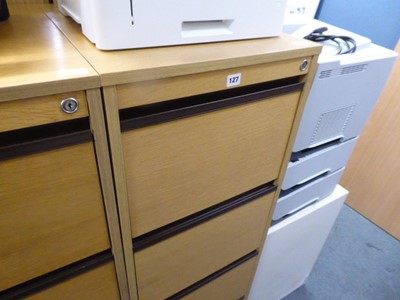 Lot 127 - 47cm light oak 4 drawer filing cabinet