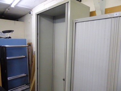 Lot 135 - 100cm Bisley grey double door tambour storage...