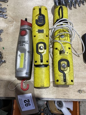 Lot 92 - 3 cordless LED work lamps