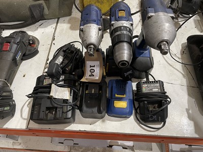 Lot 104 - 2 Draper cordless nut/runners, a cordless...