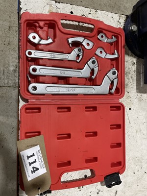 Lot 114 - Sealey 11 piece adjustable hook and pin wrench...