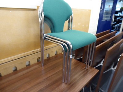 Lot 151 - 3 chrome and green cloth stacking chairs