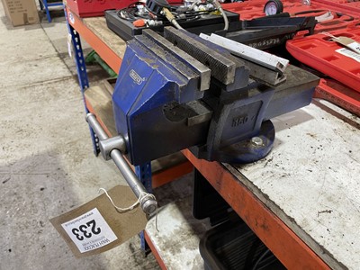 Lot 233 - 2.45m orange & blue workbench with shelf under,...