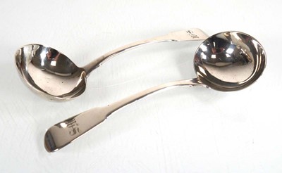 Lot 383 - A pair of George III silver fiddle pattern...