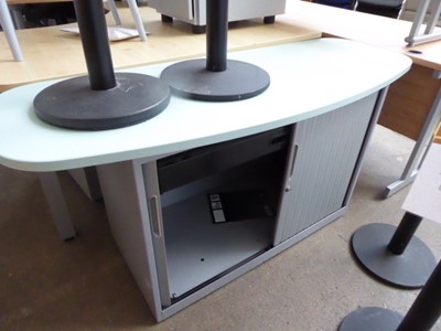 Lot 216 - 150cm office unit with oval top and tambour...