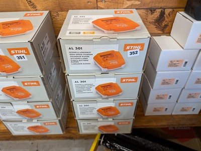 Lot 352 - Four Stihl AL 301 high speed battery chargers