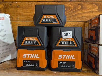 Lot 354 - Five assorted Stihl AK 10 batteries, unboxed