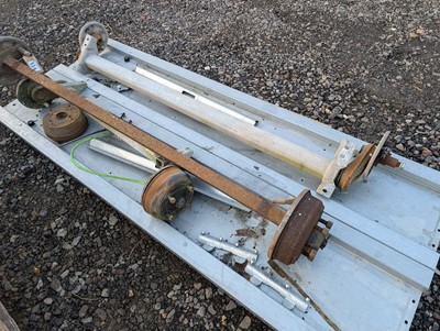 Lot 514 - 3 various trailer axles, galvanised panels,...