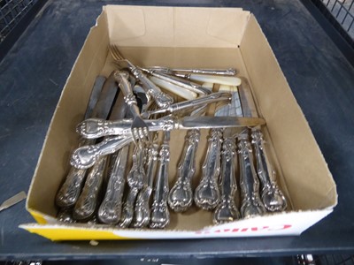 Lot 398 - A group of silver and silver plated flatware...