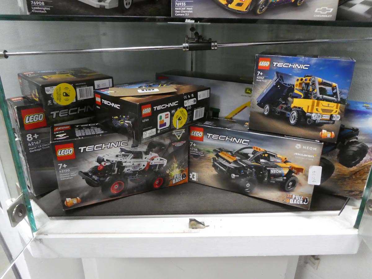 Lot 2132 - 9 boxed LEGO sets, 42167 LEGO Technic Mack LR...