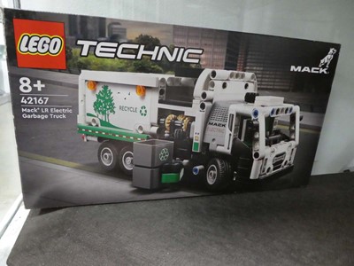 Lot 2132 - 9 boxed LEGO sets, 42167 LEGO Technic Mack LR...