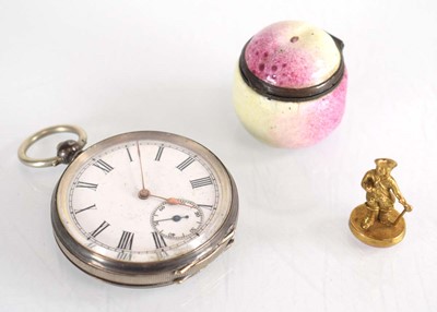 Lot 131 - A Continental silver open-faced pocket watch,...