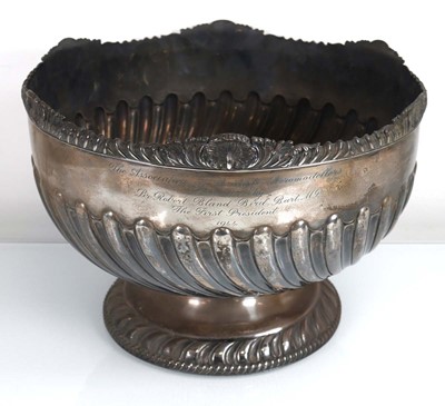 Lot 427 - A Victorian silver punch bowl with gadrooned...