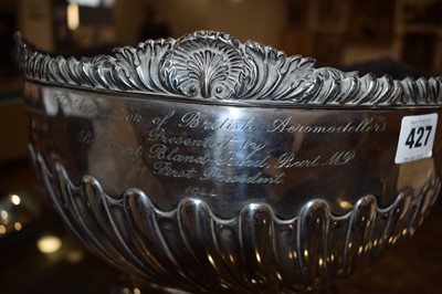 Lot 427 - A Victorian silver punch bowl with gadrooned...