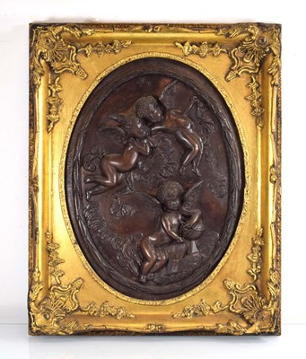 Lot 147 - After Louis Beataux, a bronze plaque relief...