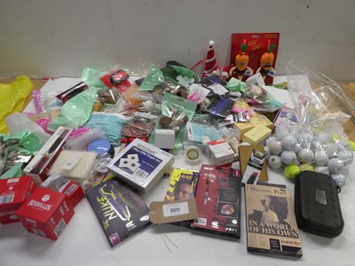 Lot 3571 - Large bag of household sundries, darts, golf...