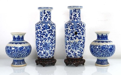 Lot 338 - A pair of Chinese blue and white vases of...