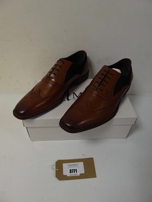 Lot 3771 - Boxed pair of men's Amen brogues, tan/navy, UK 12