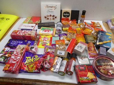 Lot 3714 - Assorted biscuits, nuts, chilli sauces,...