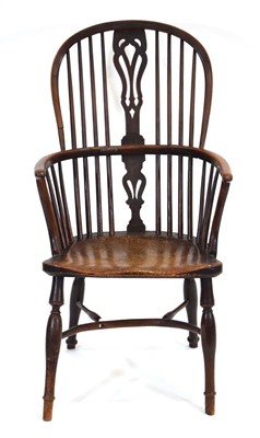 Lot 5 - A 19th century elm and ash Windsor armchair...