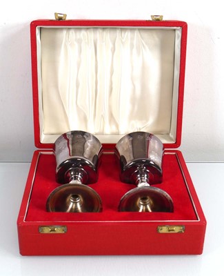 Lot 430 - A pair of silver and parcel gilt goblets,...