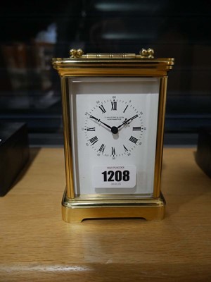 Lot 1208 - Brass carriage clock, marked 'E. Halford & Son,...