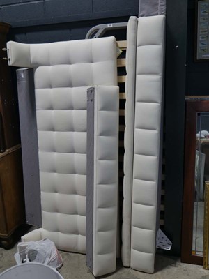 Lot 1262 - Cream leather upholstered bed frame (dismantled)