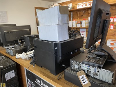 Lot 559 - Three HP Compaq desktop computers, a Dell...