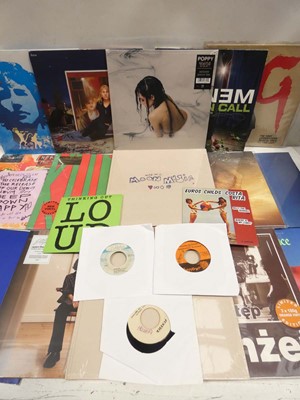 Lot 2404 - Box containing LP and 45 vinyl records to...